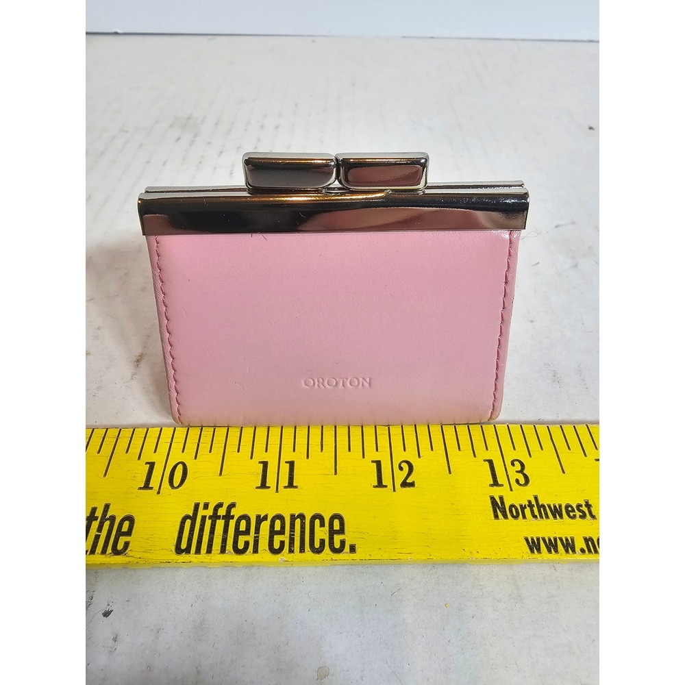 Oroton Pink Genuine Leather Coin Purse Vintage Kiss Lock Small Wallet